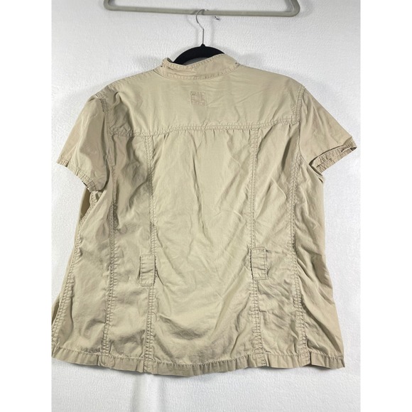 GAP Utility Cargo Jacket Short Sleeve Button Up Safari Style Tan XL Women - Picture 5 of 8